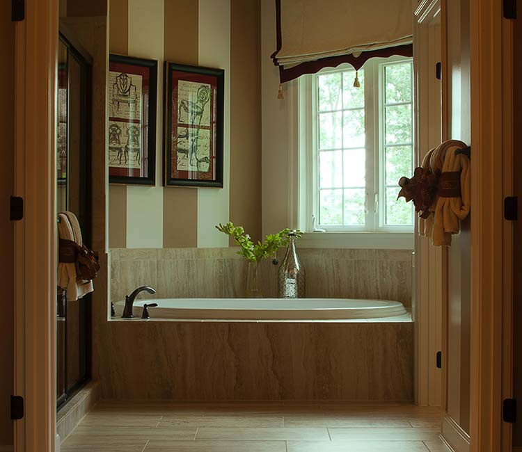 interior of a home bathroom tub