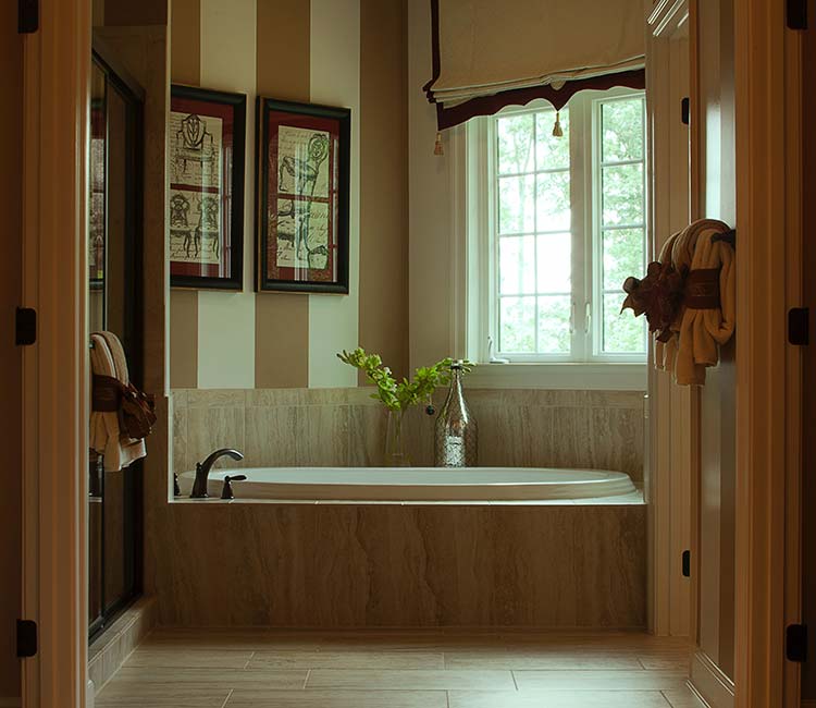 interior home bathroom with tub